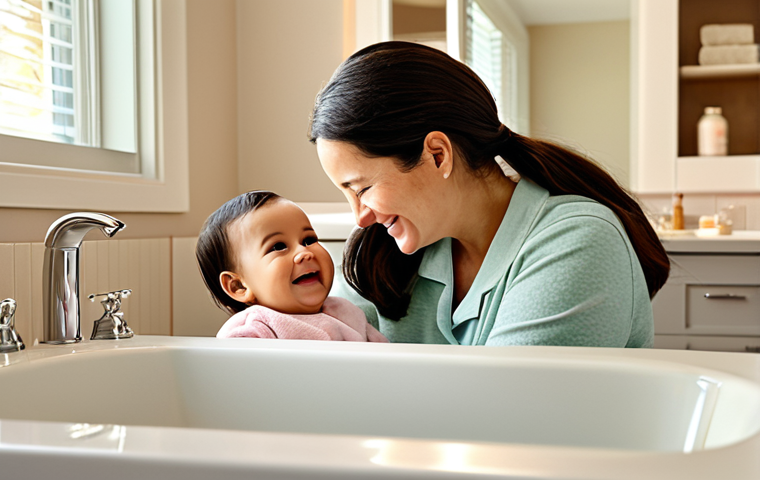 Baby's First Bath**

"A fully clothed baby being gently bathed by a parent in a cozy bathroom setting. The parent is smiling reassuringly. Use a pastel color palette, creating a warm and safe atmosphere. Focus on the tenderness of the moment. Appropriate content, safe for work, perfect anatomy, natural proportions, modest clothing, high quality."

**