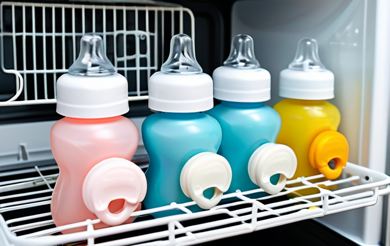 아기 젖병 소독 방법 - **Prompt:** "A parent preparing a cold sterilization solution with disinfectant tablets in a nursery...