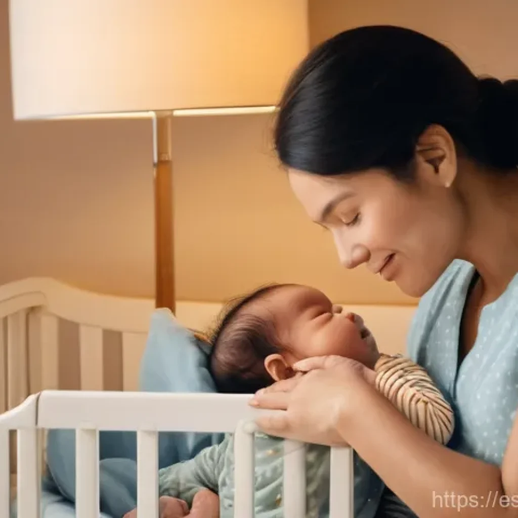 아기 잠투정 해결법 - **Prompt:** A tender moment between a mother and her baby in a softly lit nursery. The baby, around ...