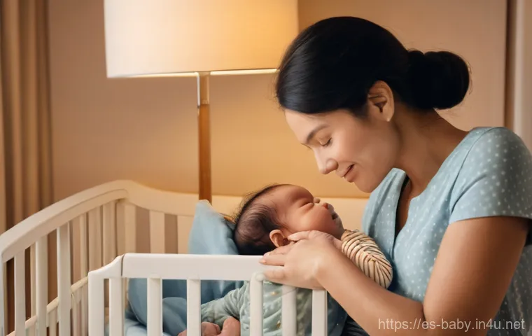 아기 잠투정 해결법 - **Prompt:** A tender moment between a mother and her baby in a softly lit nursery. The baby, around ...