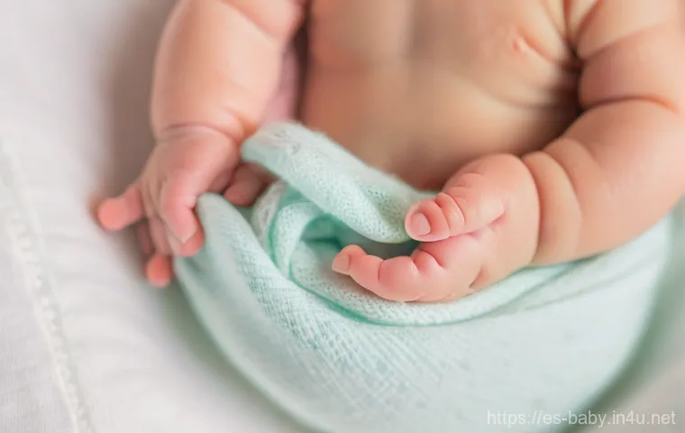 신생아 배꼽 관리법 - **Prompt:** A tender close-up of a parent's hands gently supporting a newborn baby, who is wearing a...