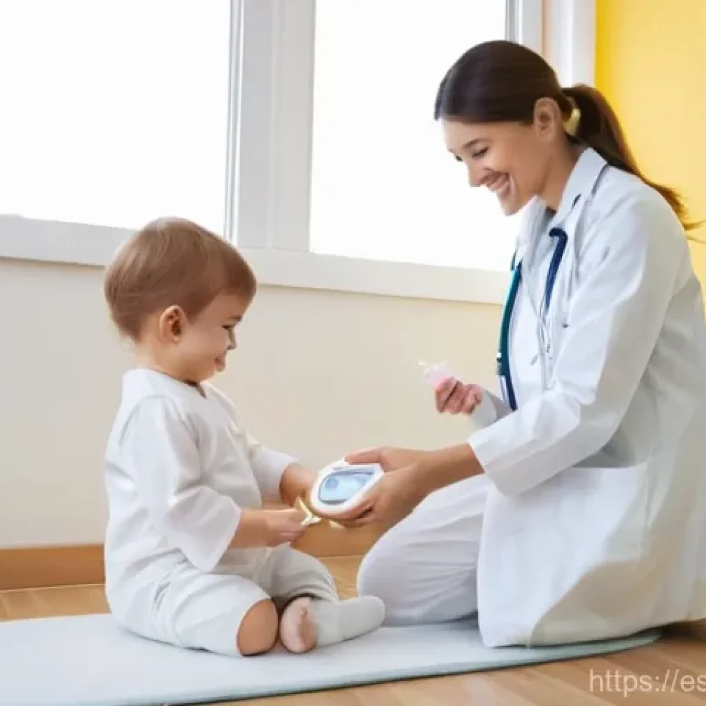 아기 체중 증가 걱정 해결 - **Prompt:** "A brightly lit, modern pediatrician's office with soft, welcoming colors. A kind and ge...