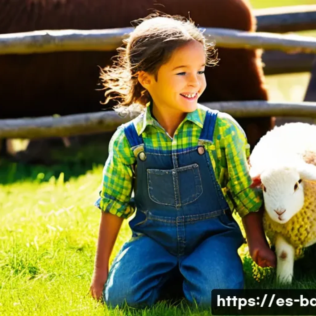 아이와 농장 체험 - **Prompt 1: Joyful Interaction with Farm Animals**
    "A sunny, vibrant farm scene featuring two ha...
