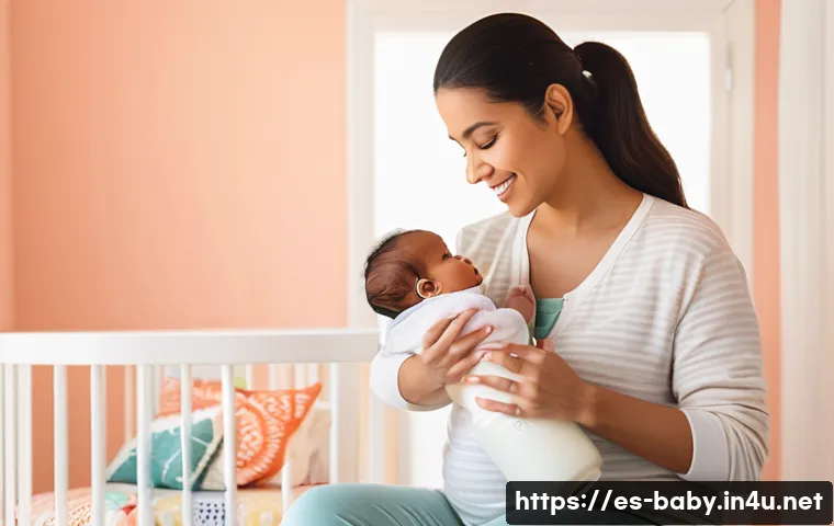 분유 선택 기준 - A loving Hispanic mother gently feeding her infant with a baby bottle filled with infant formula, bo...