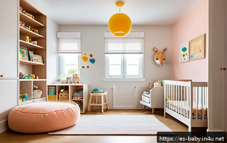 아기와 놀이방 꾸미기 - A cozy and safe sensory playroom for a baby wearing a diaper, featuring soft, natural textiles such ...